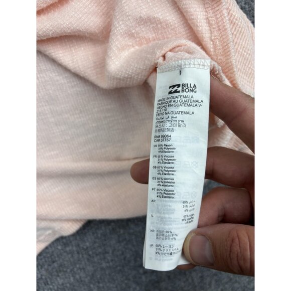 Billabong Shirt Womens Extra Small Pink Waffle Knit Henley Long Sleeve Thermal - Picture 5 of 6